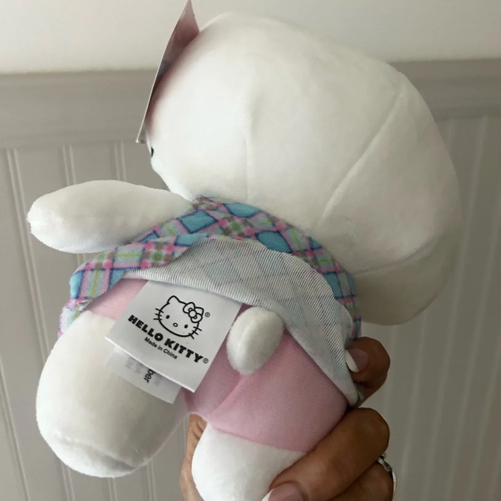 ⭐️ NEW Hello Kitty Plush with Pink and Blue Plaid Easter Spring Dress
